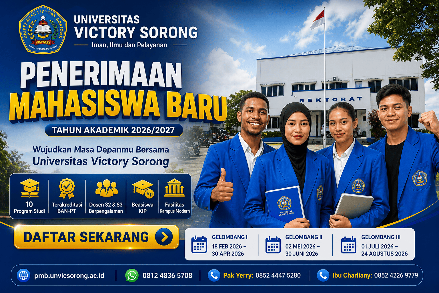 Penerimaan Mahasiswa Baru Universitas Victory Sorong